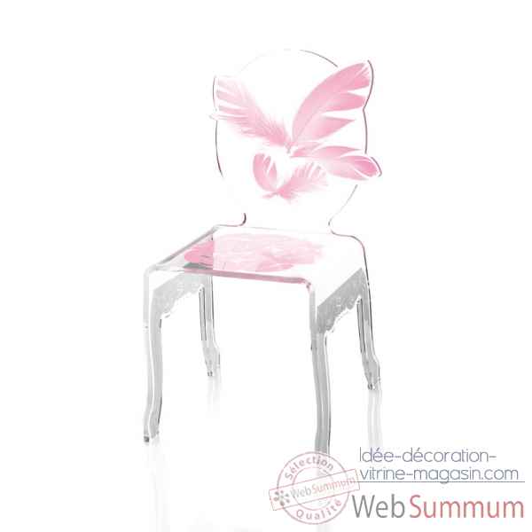 Chaise plume enfant rose acrila -chper