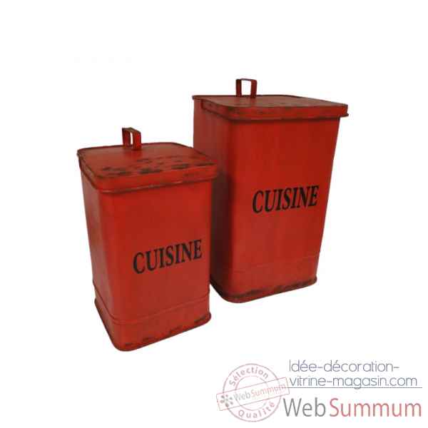 Set de 2 poubelles rouge \\\"cuisine\\\" Antic Line -SEB13832