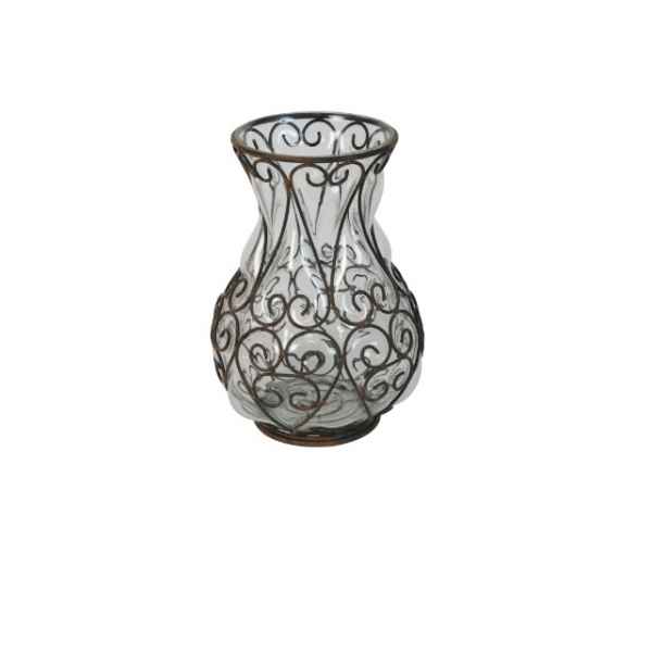 Vase fer et verre gm 27 x 13.5 cms Antic Line -DEC9235