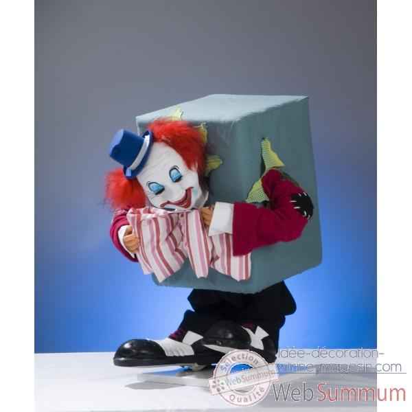 Automate - clown coince dans un carton Automate Decoration Noel 653