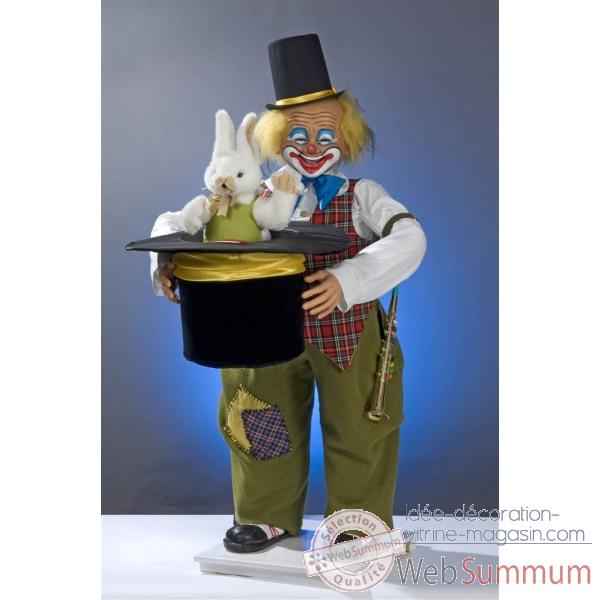 Automate - clown tirant un lapin d'un chapeau Automate Decoration Noel 416