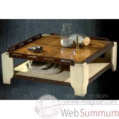 Table basse de \'Pont\' grand modele, sans patine, epoque 19eme - 80 x 34 x 80 cm - CA-002