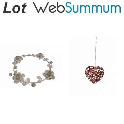 Lot 2 decorations coeur et roses en metal -LWS-496