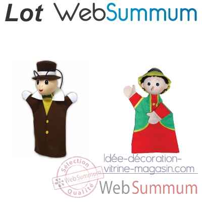 Lot marionnette a main Jiminy criquet et Pinocchio -LWS-352