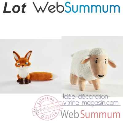 Lot 2 peluches Le petit Prince (renard et mouton) -LWS-413
