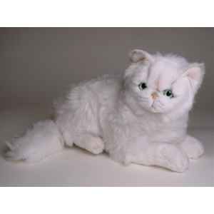 Peluche allongee chat persan chinchilla blanc 50 cm Piutre -2301