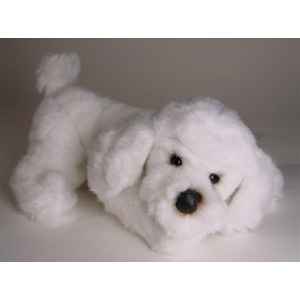 Peluche allongee poodle blanc 35 cm Piutre -282