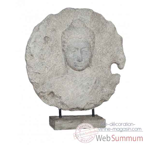 Medaillon en relief masque bouddha sur socle Rochers Diffusion -MBS 70