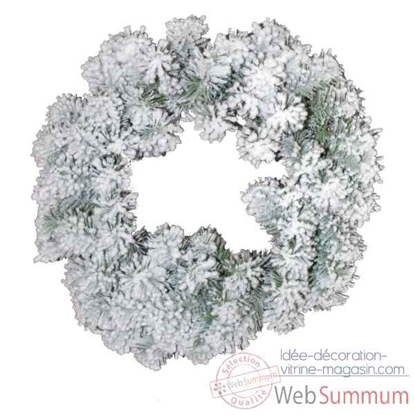 Couronne narvik wreath green flocked white d60cm Van der Gucht -31NAW60