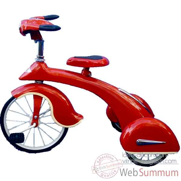 Velo trike retro en metal a pedales rouge junior sky king AF-014