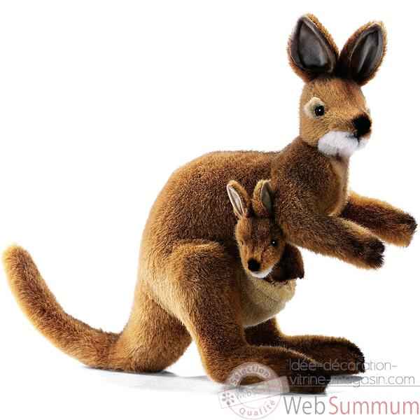 Anima - Peluche wallaby avec bébé 35 cm -2782