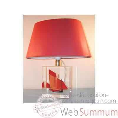 Petite Lampe Chaloupe Can 23 Rouge Abat-jour Ovale Rouge-85