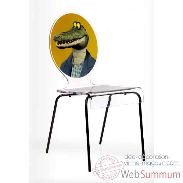 Chaise graph crocodile pieds plexi Acrila -Acrila127