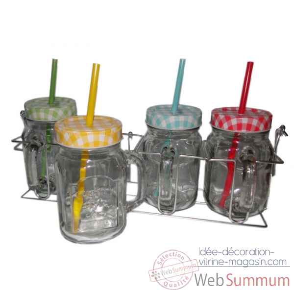 Porte mugs avec 4 mugs en verre Antic Line -SEB12892