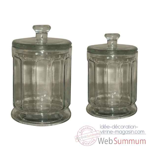 Set de 2 pots avec couvercle en verre Antic Line -SEB13253