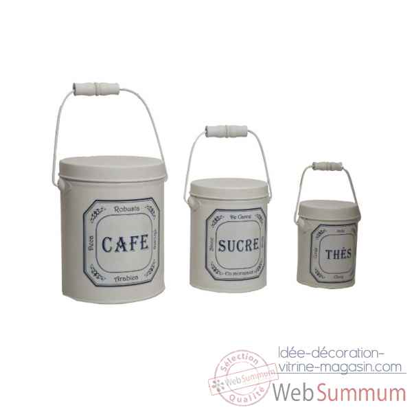 Set 3 pots \"cafe - sucre - the\" Antic Line -SEB13047