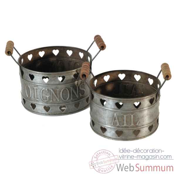 Set 2 pots oignons-ail Antic Line -DEC6310