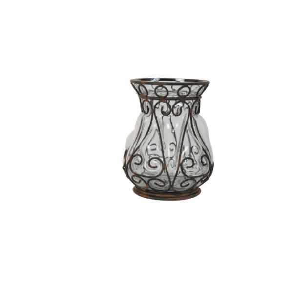 Vase fer et verre pm 18.5 x12.5 cms Antic Line -DEC9236