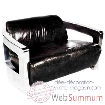 Canape mars en cuir couleur noir avec finition en acier brillant, deux places h 720 x 1250 x 840 Arteinmotion DIV-MAR0008