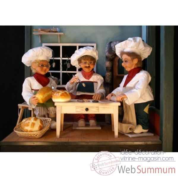 Automate - boulanger assis avec un pain Automate Decoration Noel 198