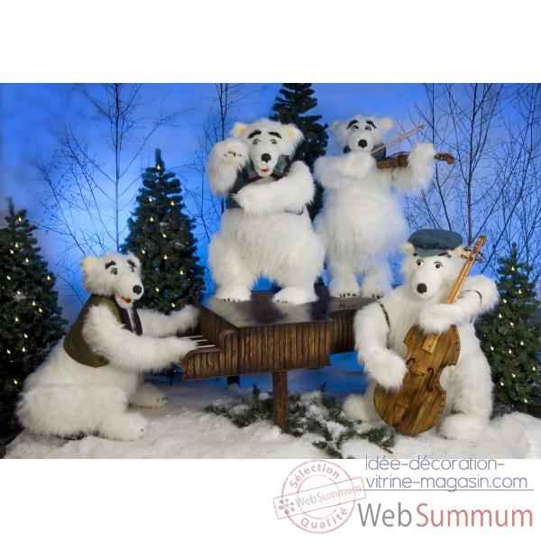 Automate - orchestre d'ours polaires (4 personnages) Automate Decoration Noel 390