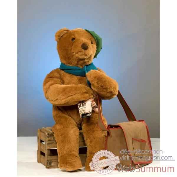 Automate - teddy bear assis sur une boite Automate Decoration Noel 852