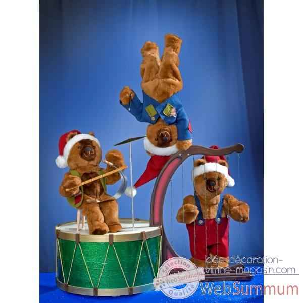 Automate - 3 teddy bears jouant des instruments de musique Automate Decoration Noel 855