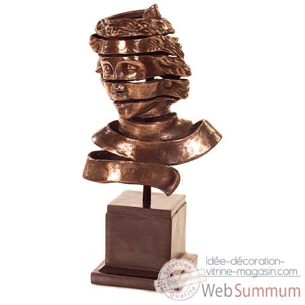 Sculpture-Modele Ribbon Head Bust, surface bronze nouveau et fer-bs1728nb/iro