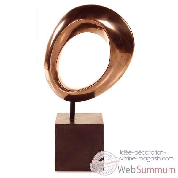 Sculpture-Modèle Hoop Table Sculpture w. Box Pedestal, surface bronze nouveau et fer-bs1711nb/iro