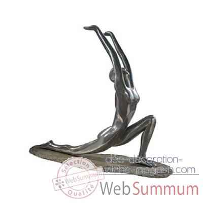 Sculpture Yoga Worship Pose on Rock, bronze nouveau -bs1509nb