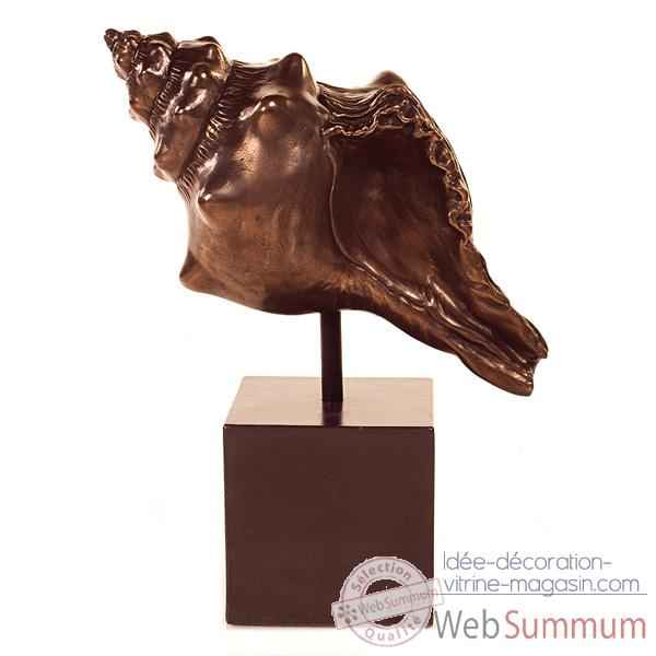 Sculpture Conch Table Sculture Box Pedestal, bronze nouveau et fer -bs1715nb -iro