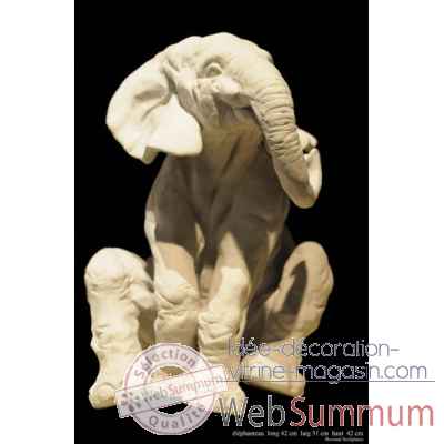Elephanteau assis en platre Borome Sculptures -bo2_0