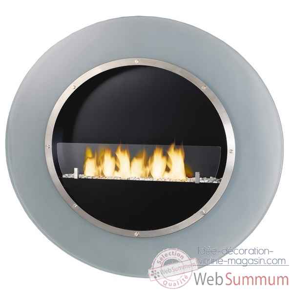 cadre de feu mural de forme ronde en verre sable Cactose -8650 GLR