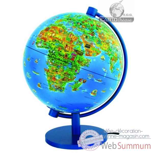Globe dinoz 28 cm monde enfant - livret Cartotheque EGG -SLJE28CHIL