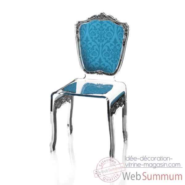 Chaise baroque bleue Acrila - 0003