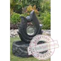 Fontaine nymphe en pierre granit finition polie et martelee, de coloris gris Climadream