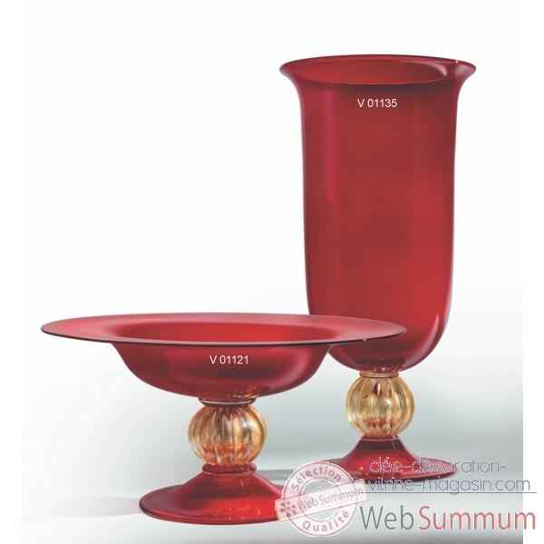 Coupe en verre Formia couleur rouge et or -V01121