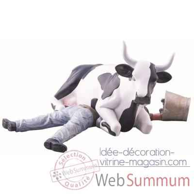 Cow parade -buenos aires 2006, artiste gerardo feldstein - ni mu/sitting on man-47811