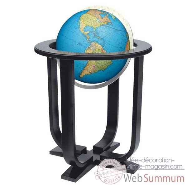 Globe geographique Colombus lumineux - modele Prestige  - sphere 40 cm, meridien metal aluminium-CO2040501