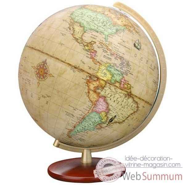 Globe gographique Colombus lumineux - modle DUPLEX Antique - sphre 30 cm-CO603052