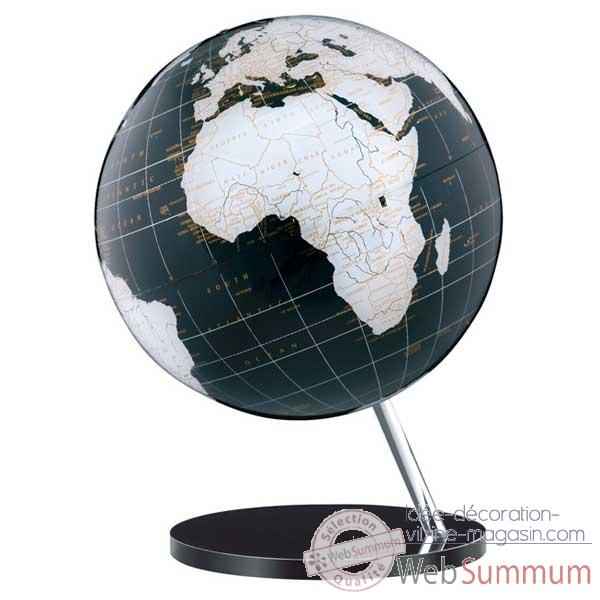 Globe geographique ART-LINE non lumineux - modele Onyx en Anglais - sphere 30 cm en verre acrilyque-AT713008