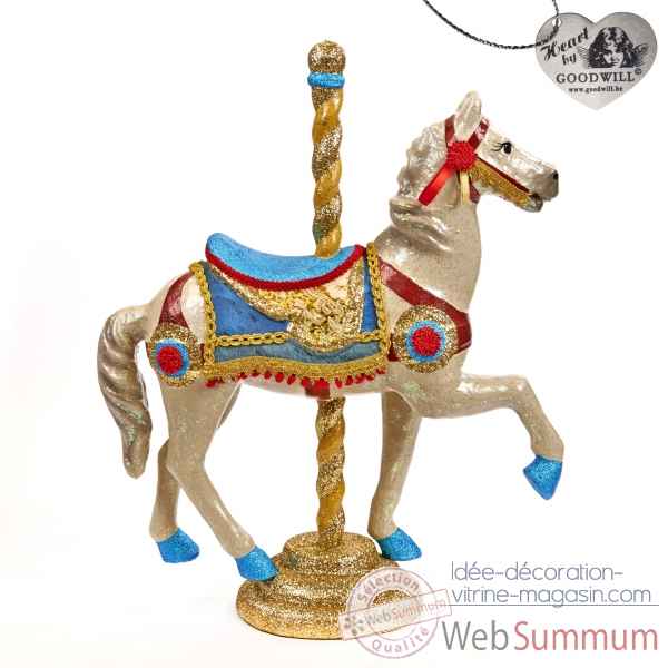 Caroussel cheval bleu 76cm -B 30059