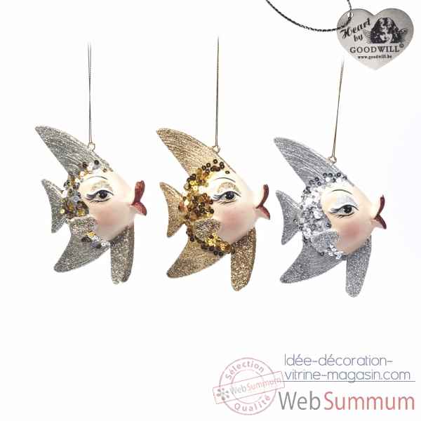 Decoration de noel poisson lot de 3 16cm -B 30661