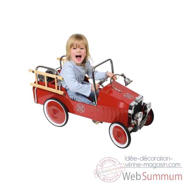 Voiture a pedales pompiers rouge toys pure -14069 Jouets Web-Summum