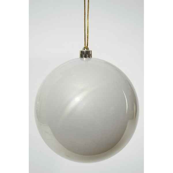 Boule plastique uni brillant 200 mm blanc laine Kaemingk -22468