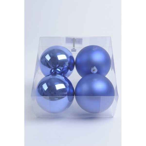 Boules plastique uni brill-mat 100 mm bleu cobalt Kaemingk -22219