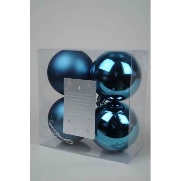 Boules plastique uni brill-mat 100 mm bleu topaze Kaemingk -22202