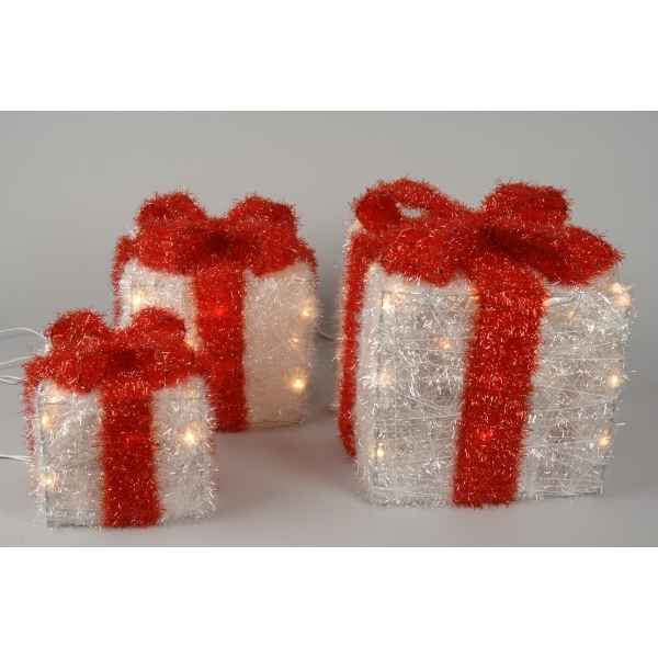 Boite cadeau blanche a noeud rouge Kaemingk -480894