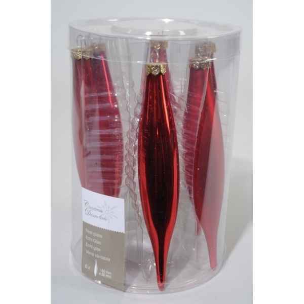 Cones uni brillant-mat rouge noël Kaemingk -144006