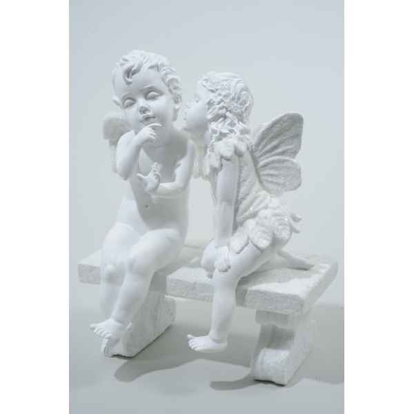 Fée et ange polystyrene sur banc finition paillettes  Kaemingk -533956